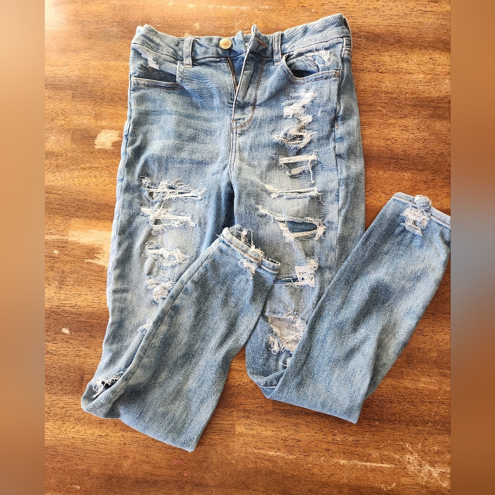 American Eagle Outfitters Ripped Light Blue Skinny Jeans